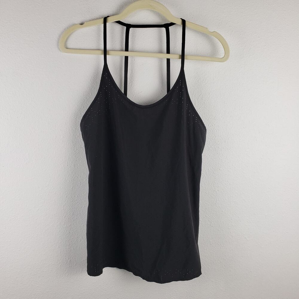 Zella Women's S‎ Strappy Back Workout Tank Black Laser Cut Dots Design Athletic